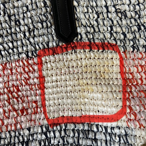 J. Crew Striped Straw Woven Market Bag Good Condition - Picture 10 of 12